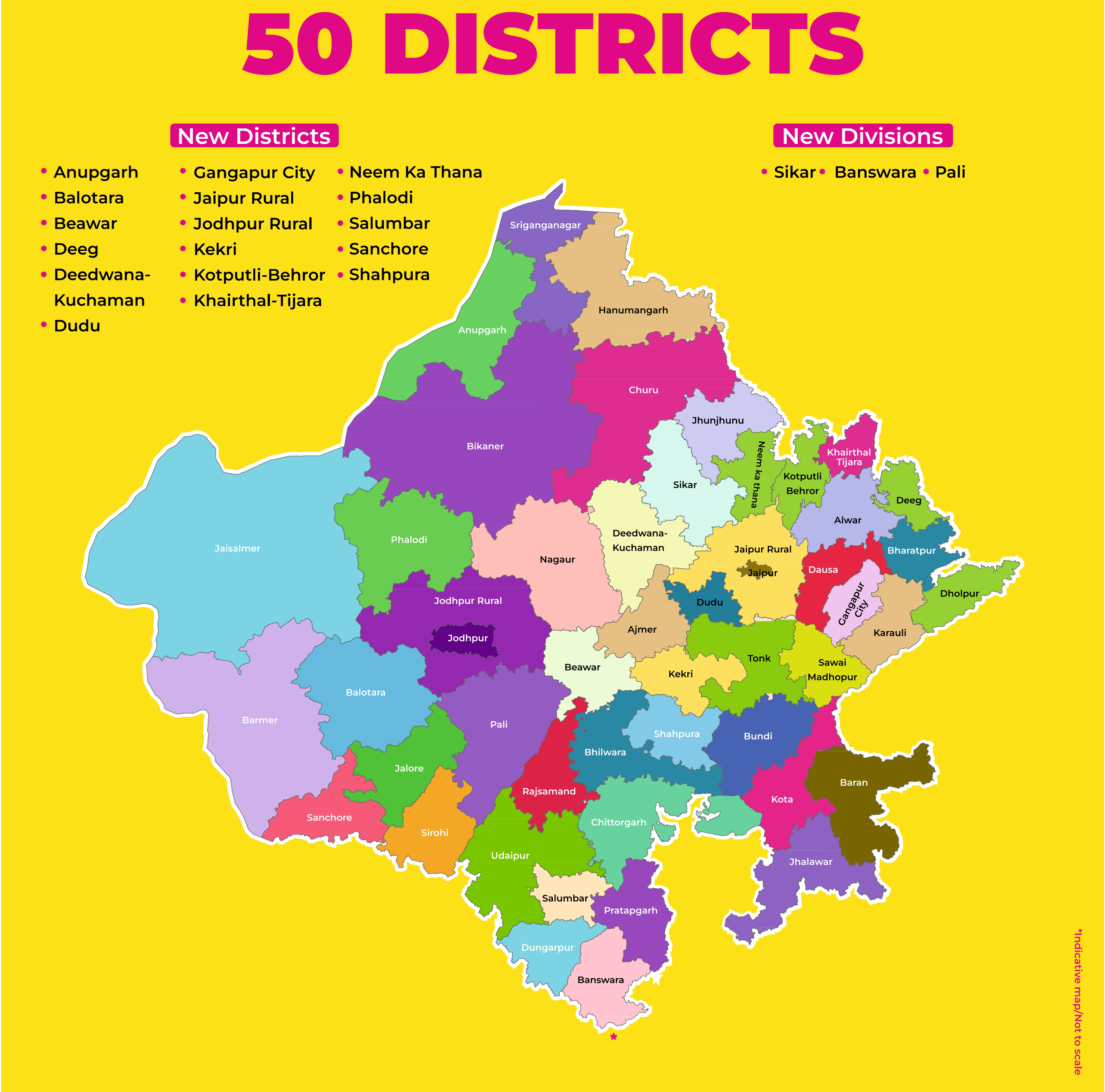 New 50 Districts Map of Rajasthan