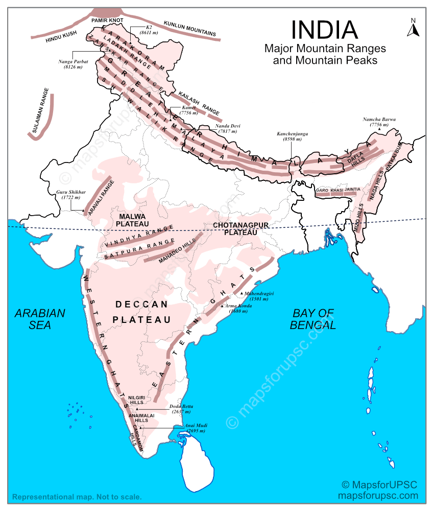 Indian Mountains Map PDF HD PNG JPG Download MapInside